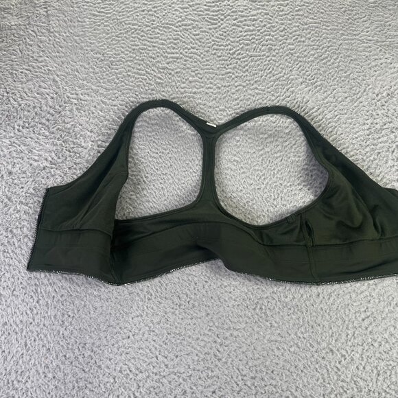 Lululemon Sport Bra Womens 6 Green Printed Front Zip Athletic Cool To Street Bra - Picture 5 of 8
